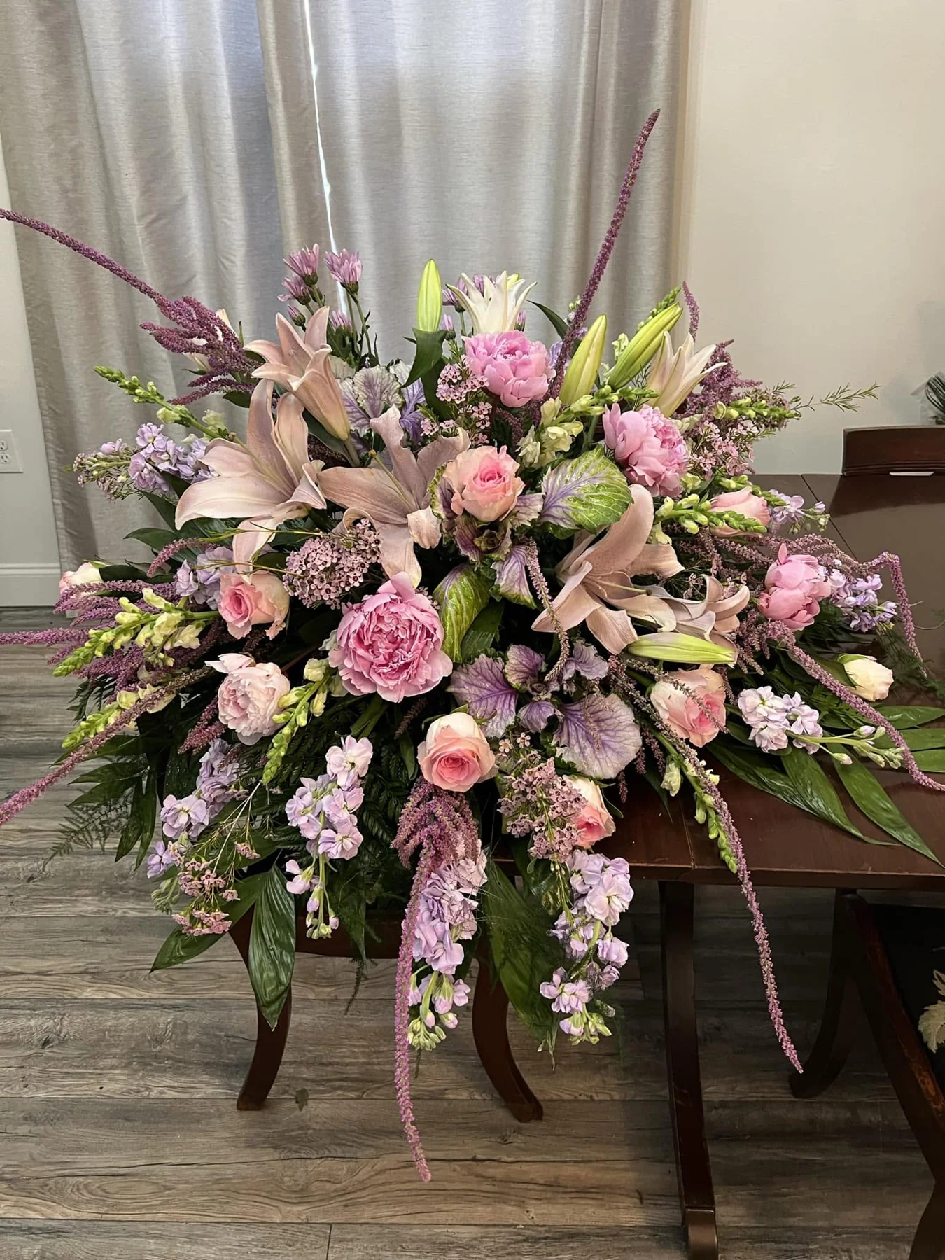 Casket spray by Fleur-de-Farber Florist